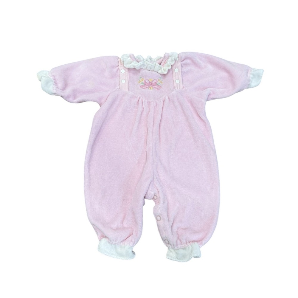 Vintage Carters Baby Girl One Piece Velour Sleeeper Pink 3 Months Up To 13 Lbs